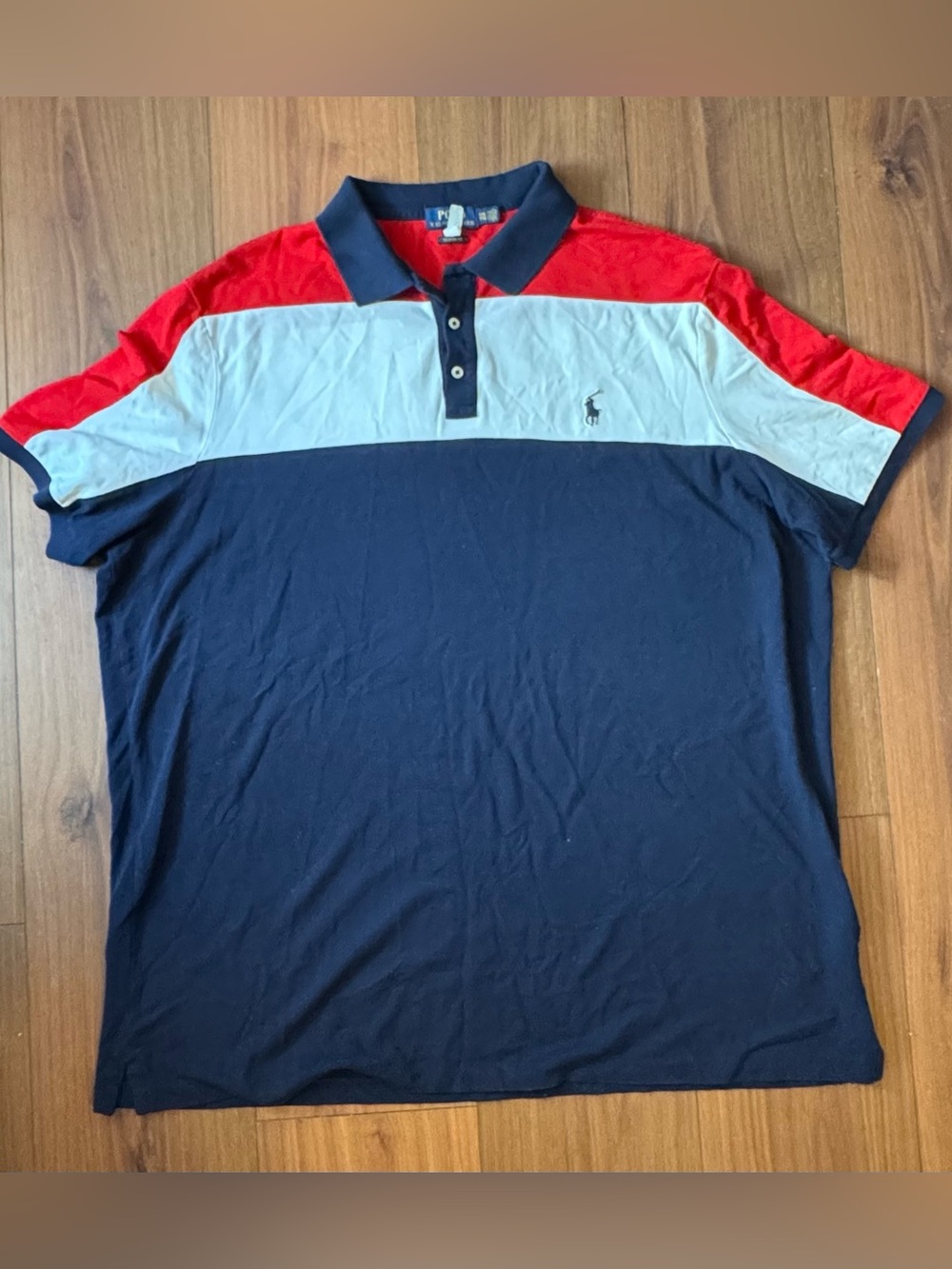 Polo by Ralph Lauren Men's Red, White & Navy Block Polo
